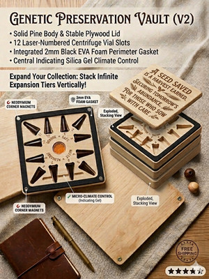 Modular Seed Pollen Vault Stacking Wood Saving Storage Box Organiser Vials 6''