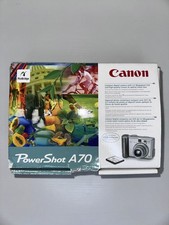 Vintage Silver Canon PowerShot A70 3.2MP CCD Digicam Bundle 100 Working
