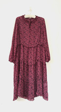 HUSH Valerie Floral Ruffle Midi Dress Pink Red Handkerchief Hem Ditsy Boho 14