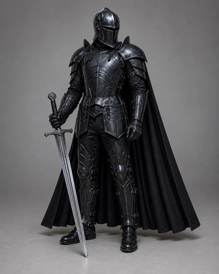 #ad Black Knight Armor Set with Helmet Medieval Full Body Armor Costume LARP Cosplay $290.00