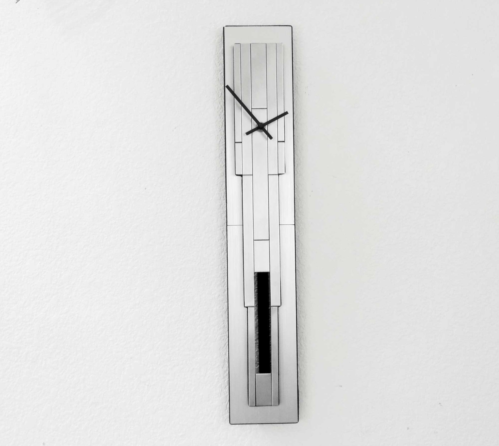 Art Deco Layered Brushed Stainless Pendulum Wall Clock - SEE