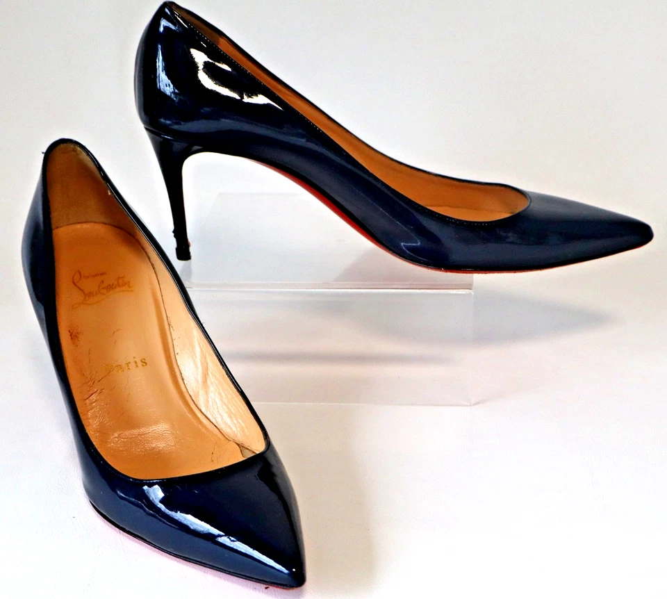 Christian Louboutin Pigalle pump spike heel blue patent leather shoe 38 7.5 - 8 - Image 2 of 4