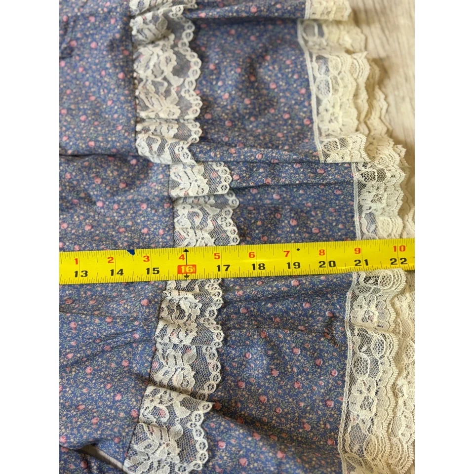 Vintage Kandy Kiss Girls Blue Floral Lace Prairie Skirt Size 14 Ruffled - Image 2 of 4