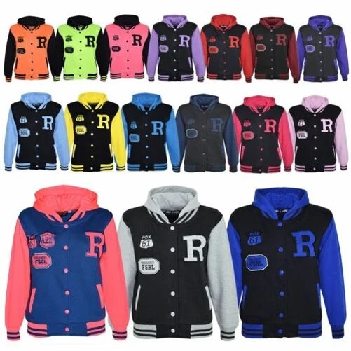 Niños Niña Béisbol Capucha R Moda Fox Chaqueta Universitaria Abrigo Manga Larga - Imagen 2 de 4