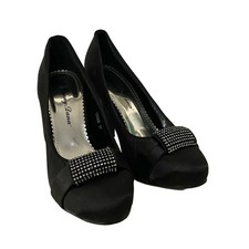 Scarpe con tacco da cerimonia in raso eleganti nere 37 come nuove con stra