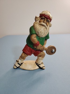 Christmas Santa Pickleball Tennis Ceramic Figure, Holiday Decor, Gift