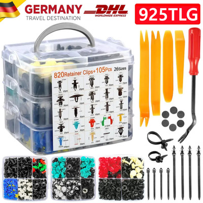 925x Auto KFZ Spreiznieten Sortiment Autotür Befestigungsclips Set mit Demontage
