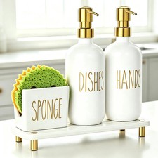 Kitchen Soap Dispenser Set Comes with Ceramics Sponge Holder