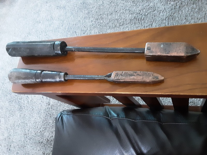 Copper Head Blacksmith Tool Soldering Iron Wood Handles Lot of 2 -  16" & 12"L
