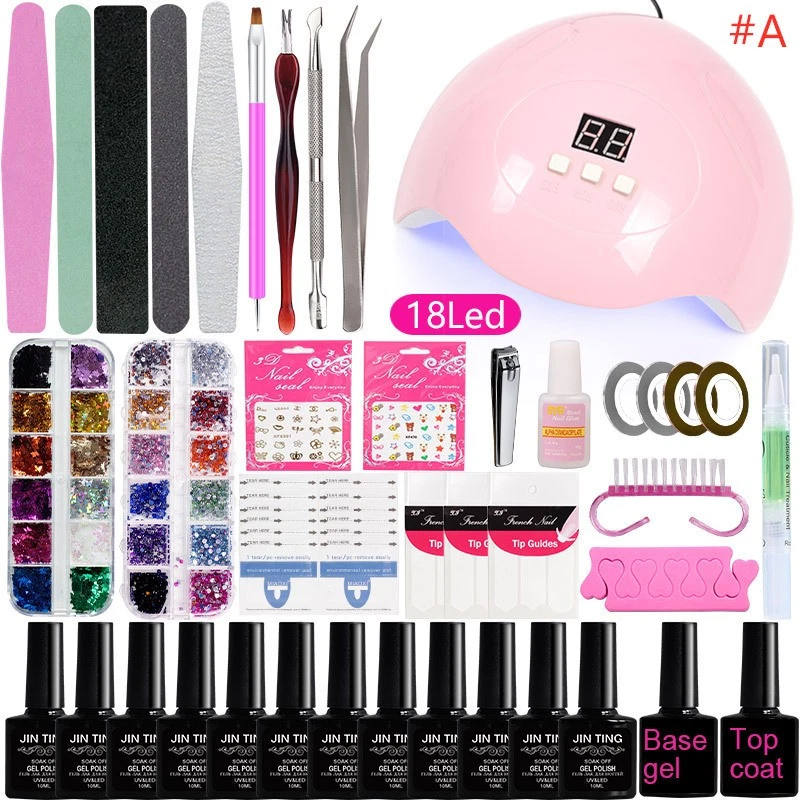 Soak Off Gel Polish Set UV LED Nail Lamp Manicure Tools Set Starter Nail Gel Kit