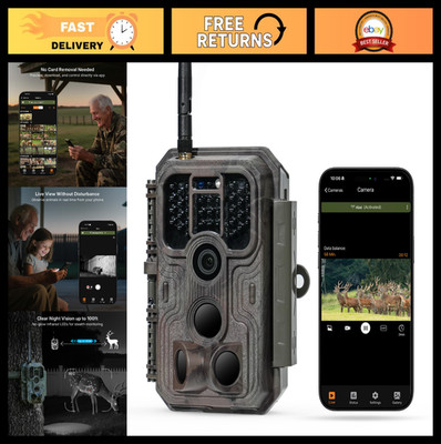 64MP WiFi Trail Camera, 1296p Video, Bluetooth Control, 0.1s Motion Detection, N