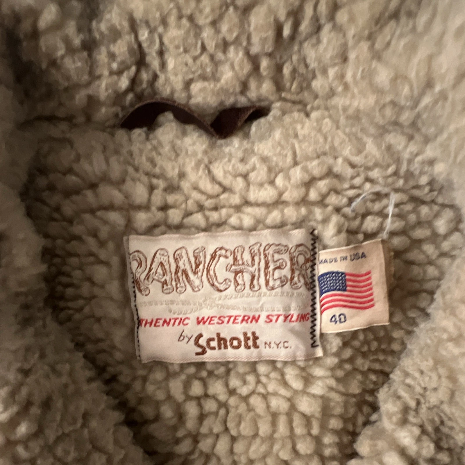 Schott NYC Rancher Brown Suede Shearling Lined Western Jacket Men’s 40 - product detail image 2
