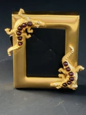 Linda Levinson Jeweled Lizard Gold Miniature Picture Frame USA