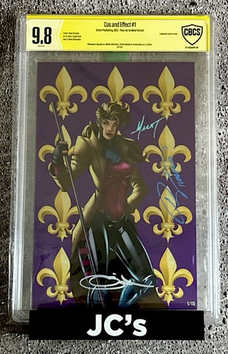 COS & EFFECT #1 CBCS 9.8 GAMBIT FLEUR-DE-LIS METAL VAR TRIPLE SIGNED LTD 15
