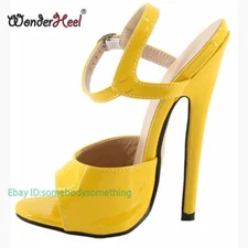 18cm Stiletto Heel Patent Fetish High Heel Buckles Strap Peep Toe Women Sandals