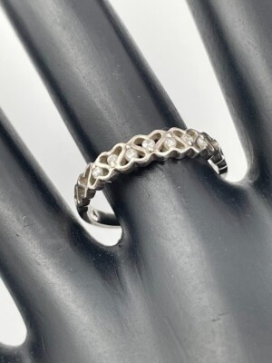 925 STERLINGSILBER VERSCHLUNGENE HERZEN CZ 4,1 MM BANDRING GRÖSSE 8 LIEBE VERLOBUNG 1278