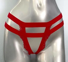 Victorias Secret New Luxe Red Very Sexy Open Banded Cheekini Panty XL