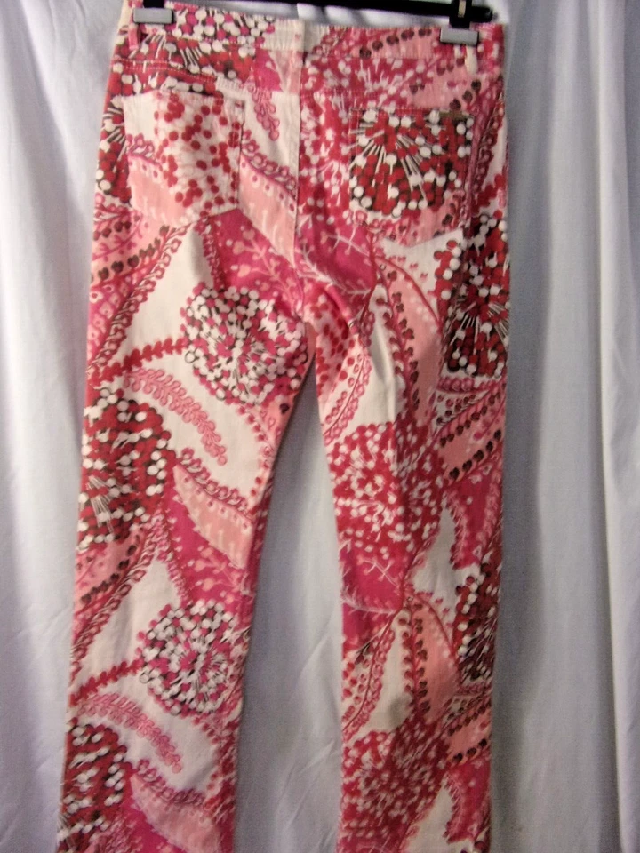 Preciosos Jeans Escada Sport Rosa Frambuesa Abstracto Floral Algodón 40 Foto 4 de 4