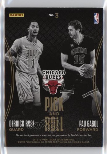 2015-16 Panini Black Gold Pick and Roll /99 Derrick Rose Pau Gasol #3 HOF - Picture 2 of 3
