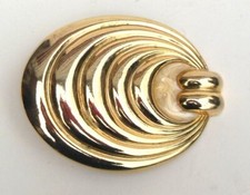 Vintage 1980s Belt Buckle Gold Tone Metal and Metallic Resin Oval Design