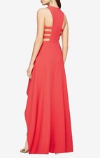 NEW BCBG MAXAZRIA Rosalyn HIGH LOW CUTOUT DRESS GOWN SIZE 8 338 RED ORANGE