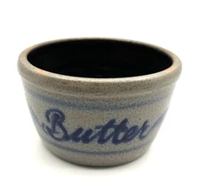 Vintage Rowe Pottery Butter Crock Jar Salt Glaze 1994 Signed KZ