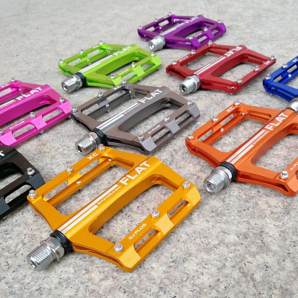 Pedales de bicicleta de aleación de aluminio antideslizantes pedal de cojinete plano pedal de bicicleta MTB 340 g Foto 3 de 4