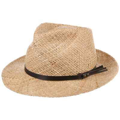 LIPODO Delamo Strohhut mit Kunstlederband Strandhut Sommerhut Sonnenhut