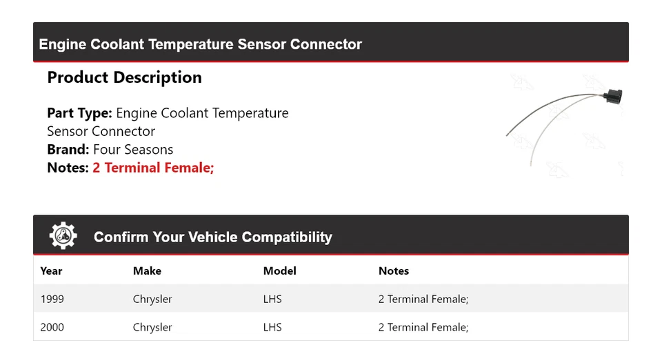 Conector sensor temperatura refrigerante motor Chrysler LHS 1999-2000 4 estaciones Foto 2 de 4