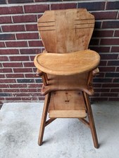 Lehman Babyguard High Chair With Tray. Vintage Antique Wood.