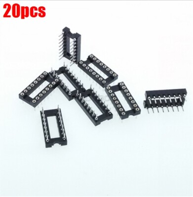 20Pcs 16Pin Dip Sip Round Sockets Adaptor Solder Type Gold Plated Machined vf