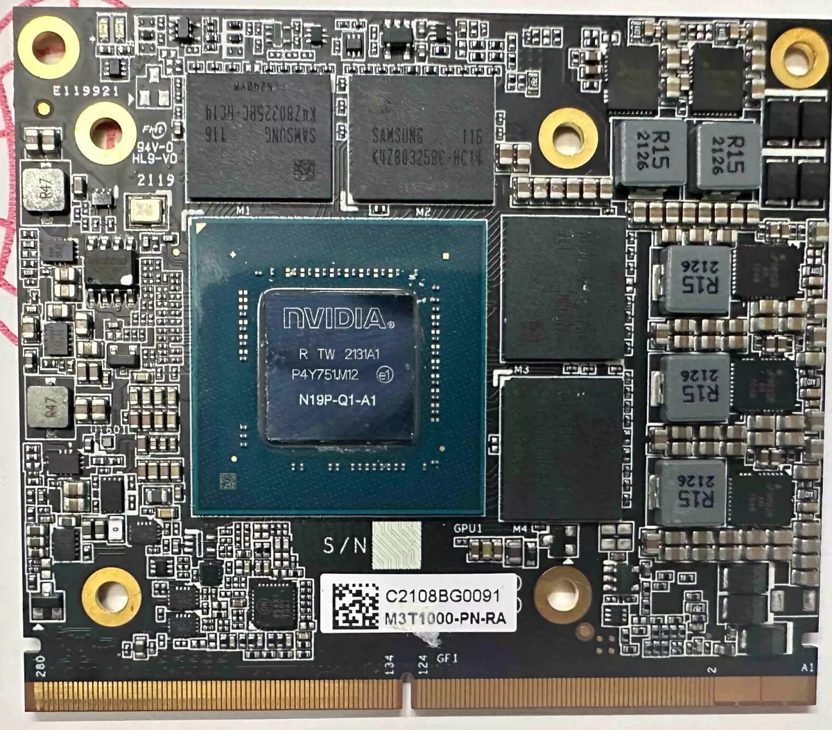 For Nvidia Quadro T1000 4GB GDDR5 N19P Q1 A1 VIDEO Graphics Card MXM 3.0 Type A
