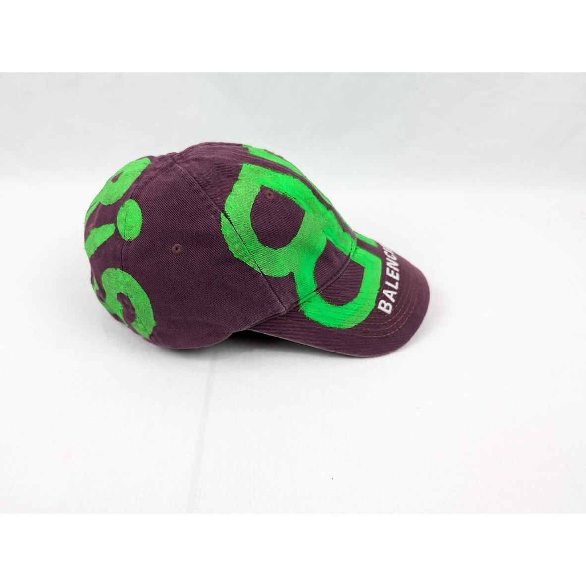 Balenciaga BB Sprayed Cap / Hat in Grape/Fluo Green | BNWT