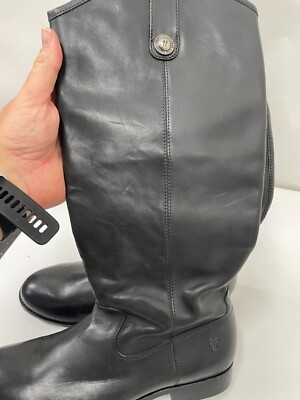 Frye Melissa Button Black Leather Riding Knee Pull on BOOTS  display picture 2