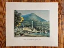 Cernobbio Lake Como Italy Embossed Litho Etching Art Print VTG NOS Made in Italy