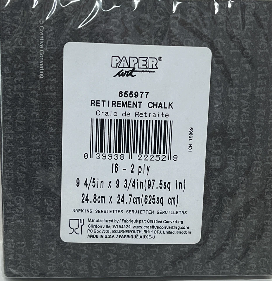Happy Retirement Party Beverage Napkins Retirement Chalk Pattern 16 ct. - Image 2 of 2