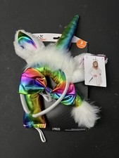 3-Piece Adult Halloween Rainbow Unicorn Costume Kit One Size