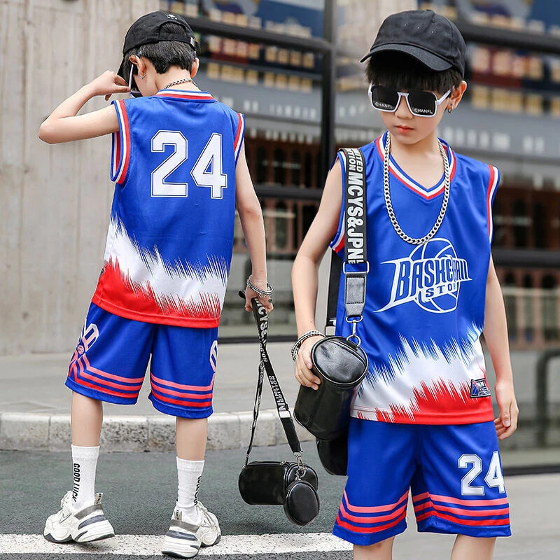 Boys' Basketball Jersey Set – Sleeveless Mesh Shirt & Shorts for Summer Sports - Image 2 of 4