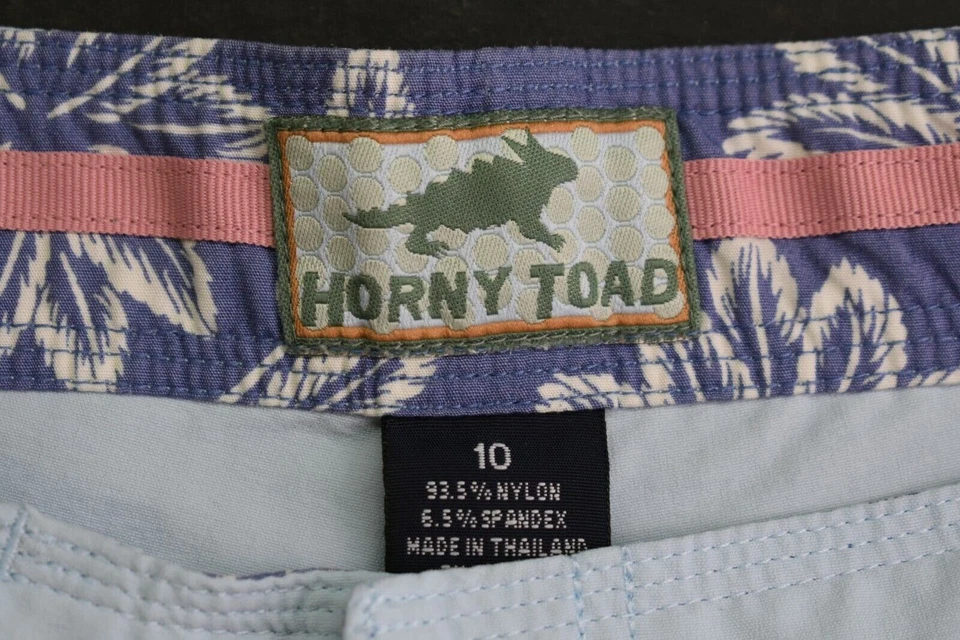 Pantalones altos Horny Toad para mujer azules con botones y cremallera frontal elásticos talla 10 Foto 3 de 4