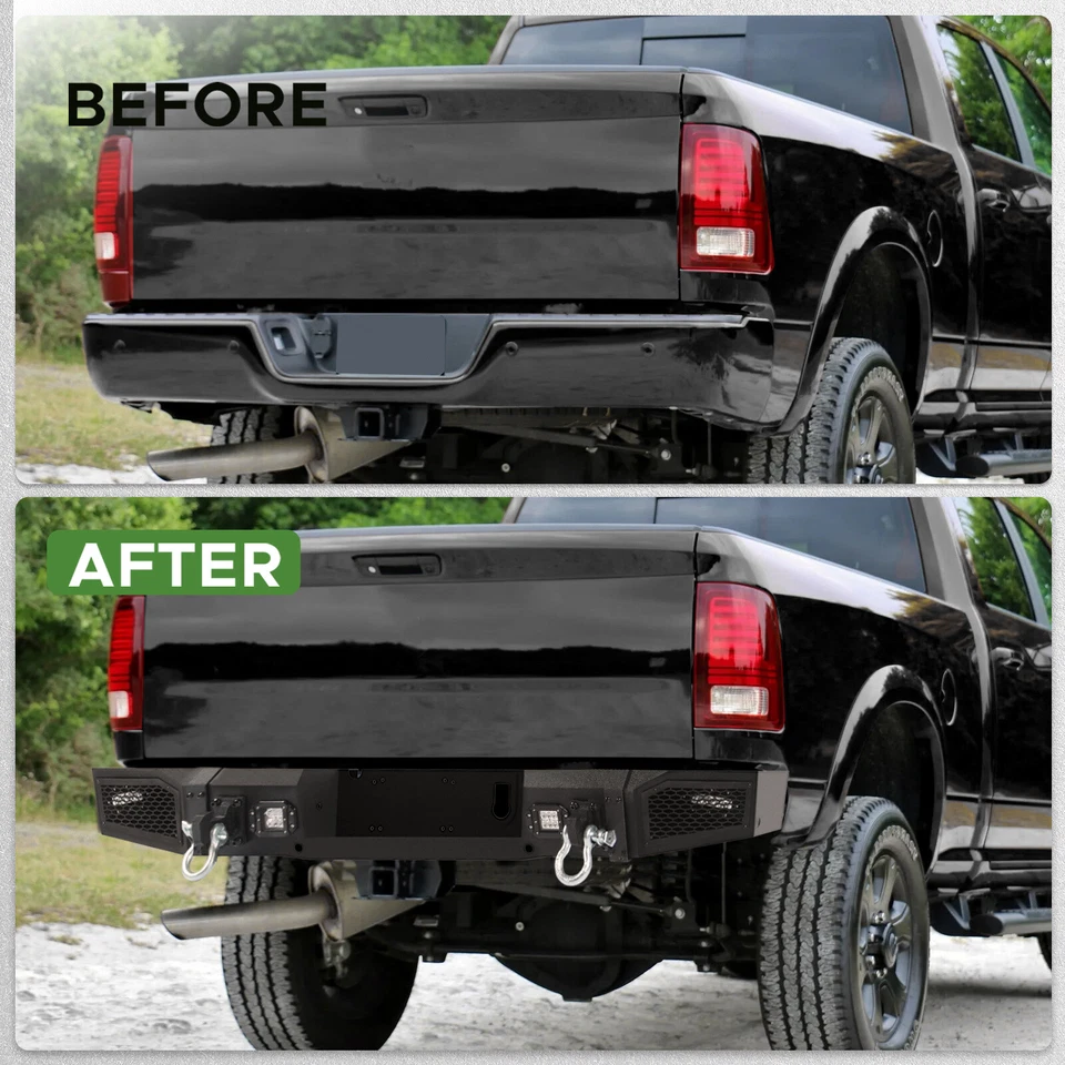 Fits 2010-2018 Dodge Ram 2500 3500 Rear Step Bumper with 4 LED Lights & D-rings Foto 2 de 4