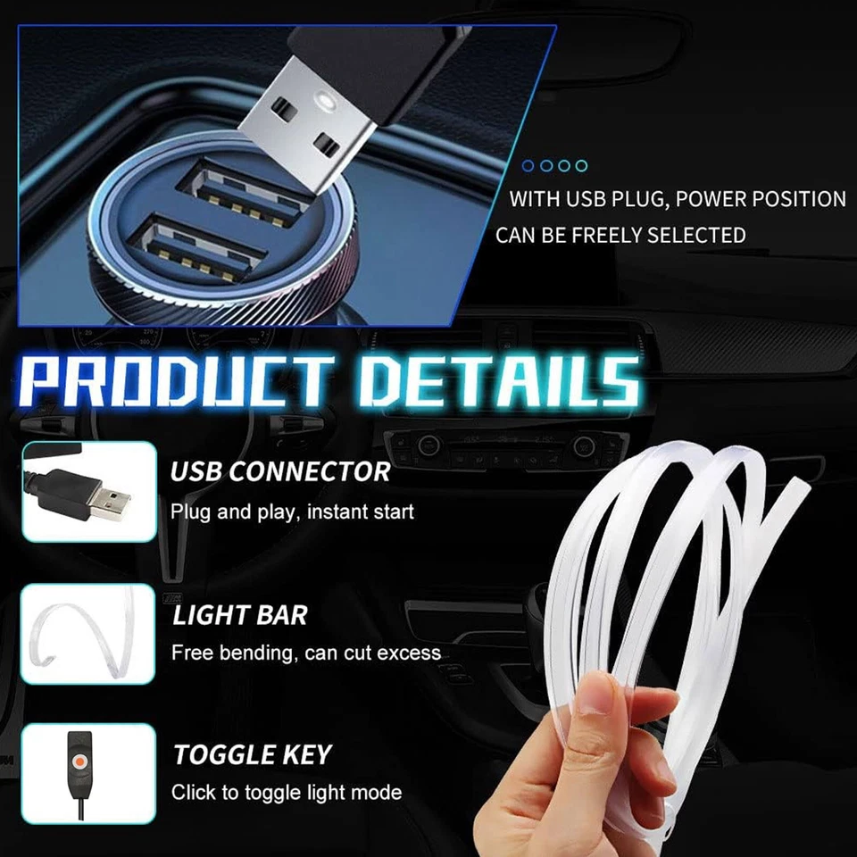 5M Car Interior RGB Neon Running Atmosphere Party Light Strip Ambient Lighting Foto 3 de 4