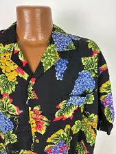 VTG Paradise Found Hawaiian Shirt Men XL Oversized Grape Vines Wine Rayon USA