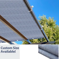 95% UV Block Navy Grey Sun Shade Sail w/ Grommets, Straight Edge Pergola Canopy