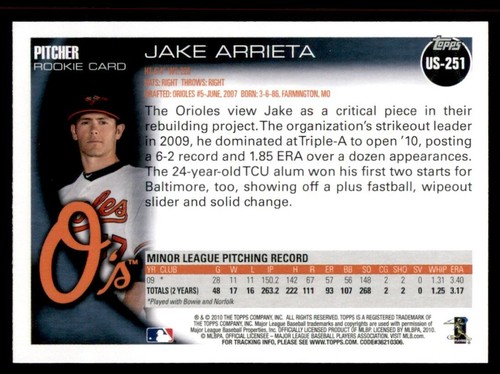 Actualización Topps 2010 #US-251 Jake Arrieta novato - Imagen 2 de 2