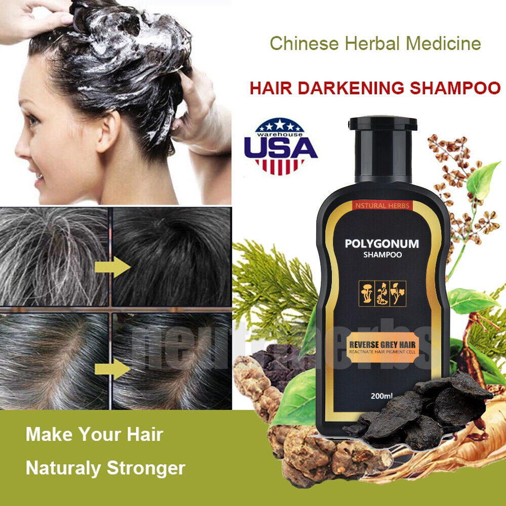 30/200ml Hair Darkening Shampoo Gray Hair Reverse Natural Polygonum Essence  Care | eBay