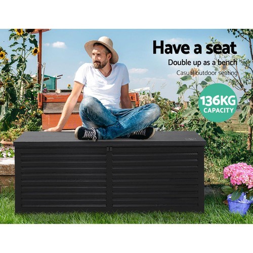 Gardeon Outdoor Storage Box 390L Container Lockable Toy Tools Shed Deck Garden - Picture 5 of 12