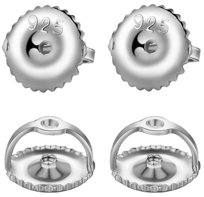 2 Pairs14K Gold Plated Screw Earring Backs 925 Sterling Silver Screw on Earring
