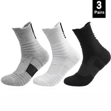 3 Pairs Anti Slip Grip Socks Men Sports Soccer Football Basketball Crew Full Soc