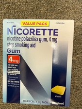 Nicorette Nicotine Polacrilex Gum 4mg Original 170ct Stop Smoking Aid