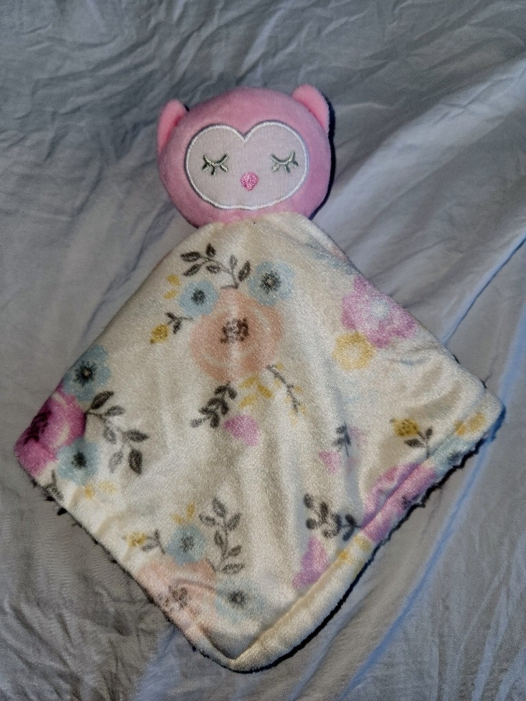 Cribmates Baby Animal Owl Lovey Floral Rose Pink Security Blanket Sherpa